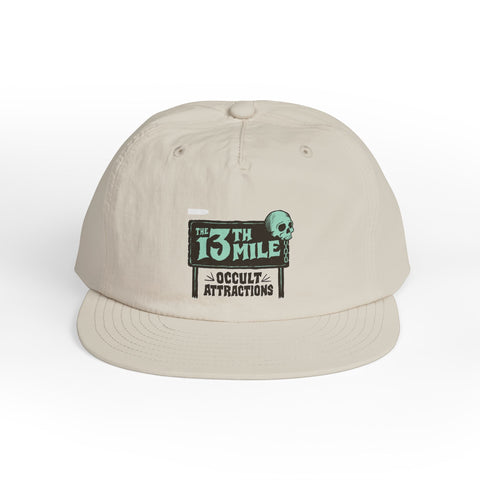 Surf Cap — '13th Mile Occult Attractions' Retro Skull Patch Cap - Mysterious Package Company