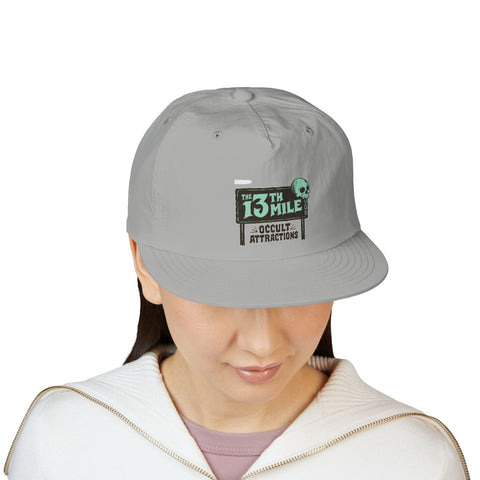 Surf Cap — '13th Mile Occult Attractions' Retro Skull Patch Cap - Mysterious Package Company