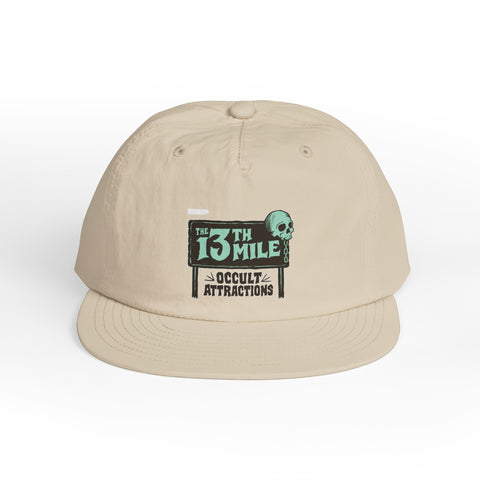 Surf Cap — '13th Mile Occult Attractions' Retro Skull Patch Cap - Mysterious Package Company