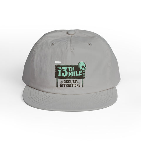 Surf Cap — '13th Mile Occult Attractions' Retro Skull Patch Cap - Mysterious Package Company