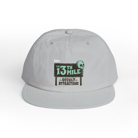 Surf Cap — '13th Mile Occult Attractions' Retro Skull Patch Cap - Mysterious Package Company