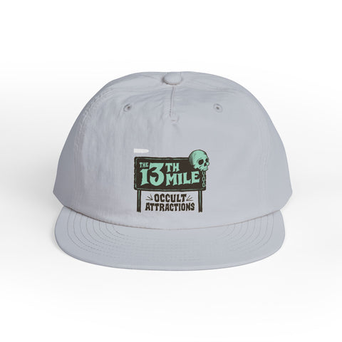 Surf Cap — '13th Mile Occult Attractions' Retro Skull Patch Cap - Mysterious Package Company