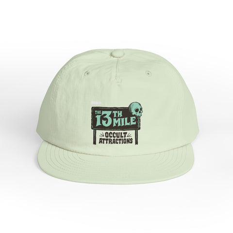 Surf Cap — '13th Mile Occult Attractions' Retro Skull Patch Cap - Mysterious Package Company