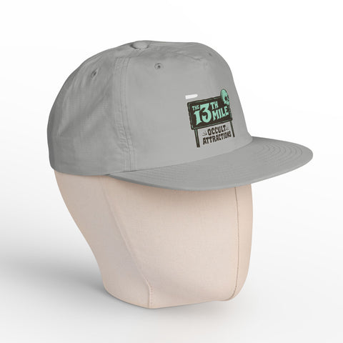 Surf Cap — '13th Mile Occult Attractions' Retro Skull Patch Cap - Mysterious Package Company