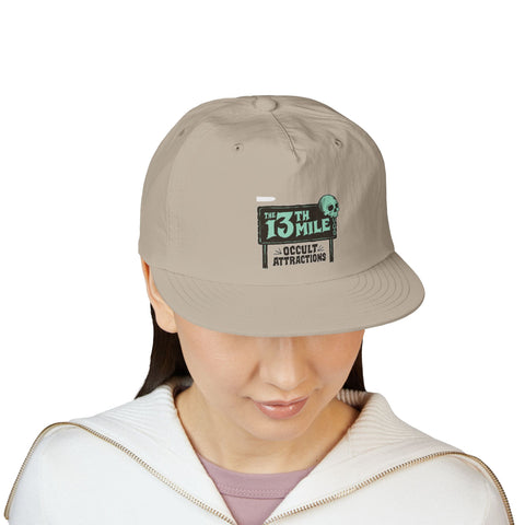Surf Cap — '13th Mile Occult Attractions' Retro Skull Patch Cap - Mysterious Package Company