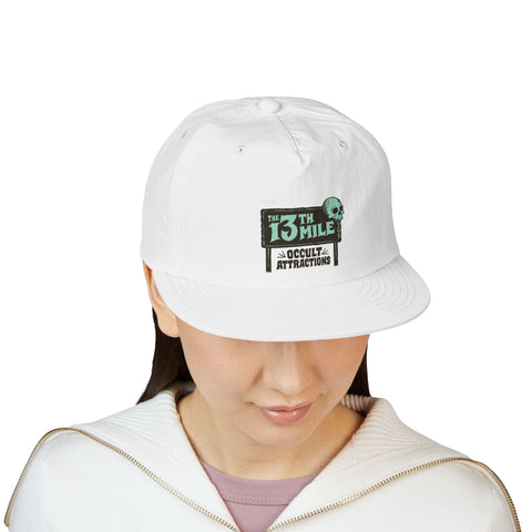 Surf Cap — '13th Mile Occult Attractions' Retro Skull Patch Cap - Mysterious Package Company